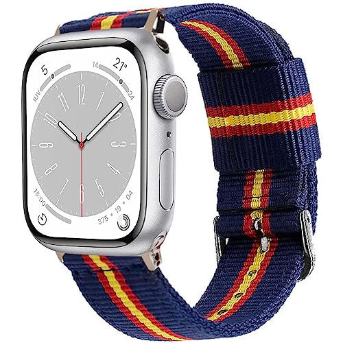 ESTUYOYA Armband Spanien für Apple Watch 41mm 40mm 38mm, Nylon-Armband Blau mit Spanischer Flagge und Sportschließe für iWatch Series 9 8 7 6 5 4 3 2 1 SE SE 2 von ESTUYOYA
