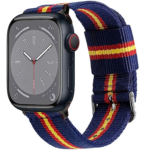 ESTUYOYA Armband Spanien für Apple Watch 49mm 45mm 44mm 42mm, Nylon-Armband Blau mit Spanischer Flagge und Sportschließe für iWatch Ultra 2 SE 2 Series 9 8 7 6 5 4 3 2 1 von ESTUYOYA