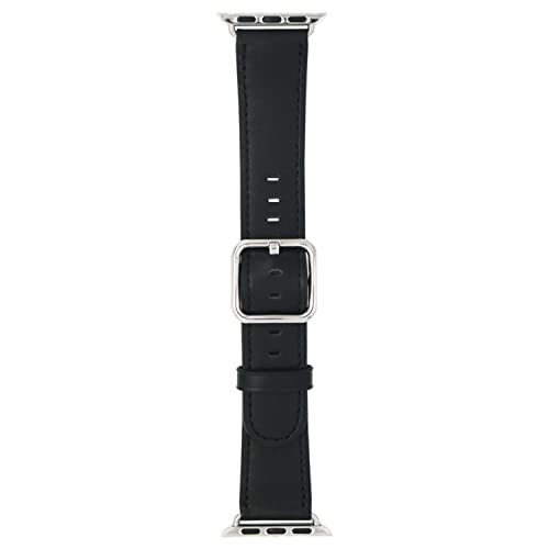 ESTUYOYA Lederband kompatibel mit Apple Watch 41mm 40mm 38mm, (42mm-Serie 10), Feines Lederarmband mit quadrabler Schnalle Unisex iWatch Series 10 9 8 7 6 5 4 3 2 1 SE SE2 - Schwarz von ESTUYOYA