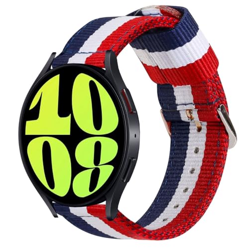 ESTUYOYA - Nylon Armband kompatibel mit Galaxy Watch 4/4 Classic/Galaxy Watch 3 41mm/Vivoactive 3/Galaxy Watch Active 2/Forerunner 245/645 Farben Flagge von Frankreich 20mm von ESTUYOYA