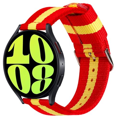 ESTUYOYA - Nylon Armband kompatibel mit Galaxy Watch 4/4 Classic/Galaxy Watch 3 41mm/Vivoactive 3/Galaxy Watch Active 2/Forerunner 245/645 Farben Flagge von Spanien 20mm - Rot-Gelb von ESTUYOYA