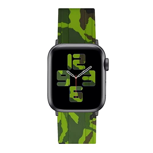 ESTUYOYA - Silikonarmband Kompatibel mit Apple Watch Series 8/7/6/5/4/3/2/1/SE/SE2 Armee Tarnfarben Sport Weich - Grün von ESTUYOYA
