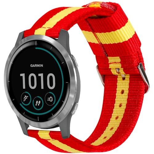 ESTUYOYA - Uhrenarmband 22mm Kompatibel mit Garmin Vivoactive 4/Forerunner 255/265/Venu 3/Venu 2, Farben der spanischen Flagge Nylon-Armband Sportlich Elegant - Rojigualda von ESTUYOYA