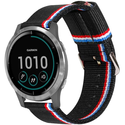 ESTUYOYA - Uhrenarmband 22mm Kompatibel mit Samsung Galaxy Watch 3 45mm/Gear S3 Frontier/Classic Farben der französischen Flagge Nylon-Armband Sportlich Elegant - Line von ESTUYOYA