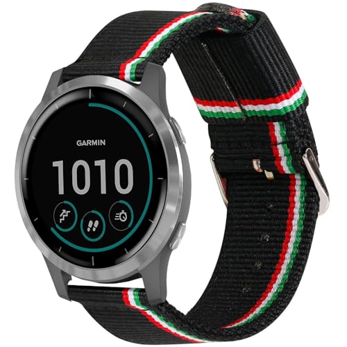 ESTUYOYA - Uhrenarmband 22mm Kompatibel mit Samsung Galaxy Watch 3 45mm/Gear S3 Frontier/Classic Farben der italienischen Flagge Nylon-Armband Sportlich Elegant - Line von ESTUYOYA