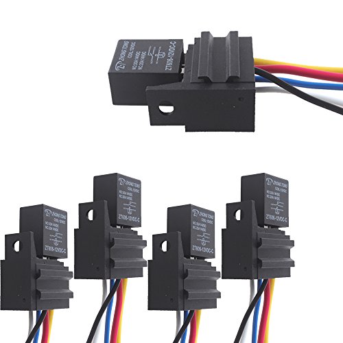 E Support™ 5 X 12V 30A 5-Polig SPDT KFZ Relais Schließer Auto Wechselrelais Leistungsrelais Buchse Stecker von ESUPPORT