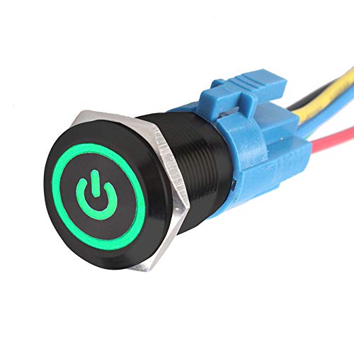 E Support Schwarz Auto LKW Schalter Drucktaster Schalter Wippschalter 19mm Steckdose 12V 5A LED Grün Licht E Support Schwarz Auto LKW Schalter Drucktaster Schalter Wippschalter 19mm Steckdose 12V 5A LED Grün Licht von ESUPPORT