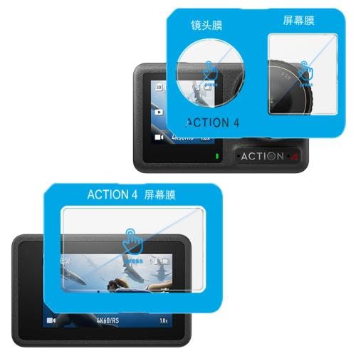 ESVDBPUV AYHCJB QZGXSY Hartglasfolie für D/J/I Osmo Action5 Pro mit Kameraobjektivfolie, selbstpositionierende Version (Color2) von ESVDBPUV