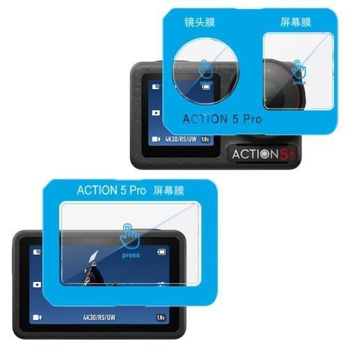 ESVDBPUV AYHCJB QZGXSY Hartglasfolie für D/J/I Osmo Action5 Pro mit Kameraobjektivfolie, selbstpositionierende Version (Farbe 1) von ESVDBPUV