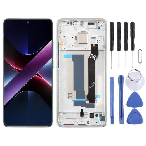 ESVDBPUV DSZQKS AMOLED LCD-Bildschirm-Digitizer für Xiao mi Poco X7 Pro, komplette Montage mit Rahmen, SMBJP, Blau von ESVDBPUV