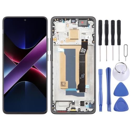 ESVDBPUV DSZQKS AMOLED LCD-Bildschirm-Digitizer für Xiao mi Poco X7 Pro, komplette Montage mit Rahmen, SMBJP (schwarz) von ESVDBPUV