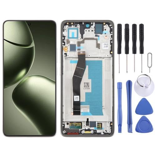 ESVDBPUV DSZQKS AMOLED LCD-Bildschirm-Digitizer für Xiaomi14T, komplette Montage mit Rahmen, SMBJP (Grau) von ESVDBPUV