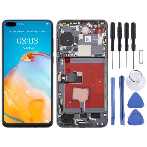 ESVDBPUV DSZQKS SMBJP LCD-Digitalisierer für Hua wei P40, Vollmontage mit Rahmen, unterstützt keine Fingerabdruck-Identifikation, SMBJP (schwarz) von ESVDBPUV