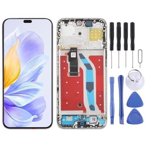 ESVDBPUV YXLGNDD LCD-Bildschirm-Digitizer für Honor X60i, komplette Montage mit Rahmen, SMBJP (Silber) von ESVDBPUV
