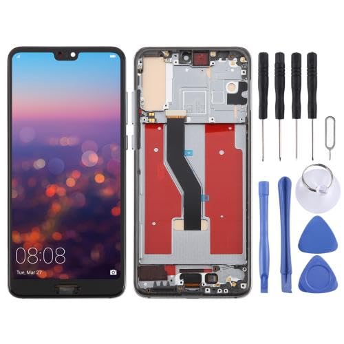 ESVDBPUV YXLGNDD TFT-/LCD-Bildschirm-Digitizer für Hua wei P20 Pro, vollständige Montage mit Rahmen, unterstützt keine Fingerabdruck-Identifikation SMBJP (schwarz) von ESVDBPUV