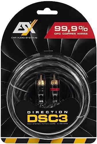 ESX DSC3 - Cinch-Audio-Stereokabel, 3 Meter aus hochleitfähigem Vollkupfer (99,9% OFC) von ESX