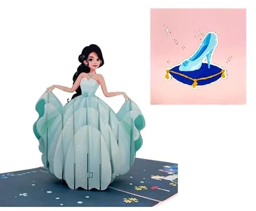 ETA 3D Cinderella Pop Up Karten, 3D Prinzessin Pop Up Karte für Kinder, Mädchen, Töchter, Nichte, Enkelkind am Geburtstag, 3D Fairy Tail Charakter Karte, B26 von ETA