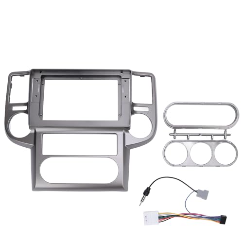 Autoradio-Stereo-Blende Doppel-Din-Navigations-Armaturenbrett-Einfassung Grau-Kit für X Trail T30 03 07 (Mit Netzkabel) von ETAINGYEUN