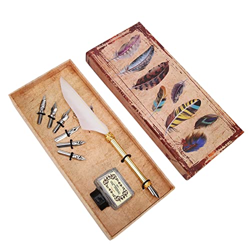 ETAINGYEUN Vintage einfacher Stil Kalligraphischer Stift Kit Student Stift Souvenirs Box Weihnachten Geburtstag (Weiß) von ETAINGYEUN