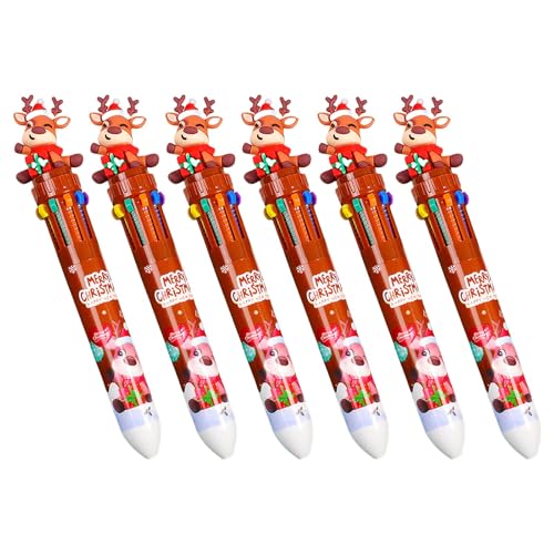 ETAWDE 6 x Shuttle Pen 10 in 1 Multicolor Pen Retractable Kugelschreiber Cartoon Weihnachten Kugelschreiber Schule Bürobedarf von ETAWDE