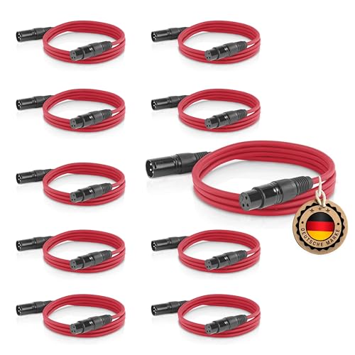 ETEC Professional 10x XLR Audio Kabel 3m - Mikrofonkabel, DMX Kabel, Symmetrische XLR Kabel für Musik, Lichttechnik, und DJ-Equipment von ETEC