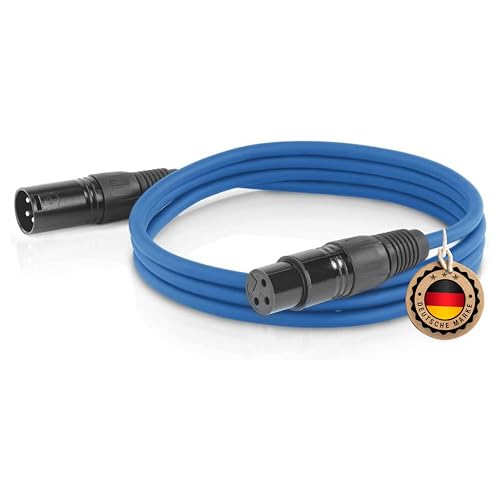 ETEC Professional XLR Audio Kabel 3m Mikrofonkabel DMX OFC-Kupfer symmetrisch blau Stecker Buchse Lichttechnik Datenübertragung Musik Sound von ETEC