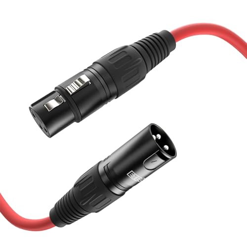 ETEC, XLR-Kabel, Mikrofon-Kabel, XLR-Stecker auf XLR-Buchse, XLR-Verbindungs-Kabel, rot, 10,0 m von ETEC
