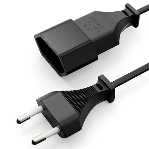 ETEC Stromkabel Netzkabel Verlängerungskabel, 1,0m, Eurostecker Flachstecker Netzstecker Typ C auf Euro Buchse, Verlängerung Strom Netzkabel für Spielekonsole, TV, Haushaltsgeräte, Schwarz von ETEC