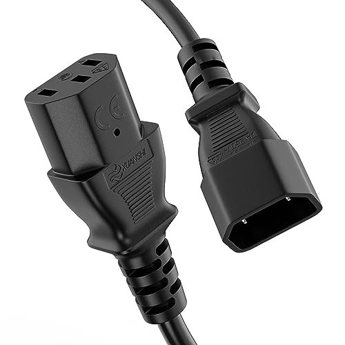 ETEC Euro-Stromkabel, gerader C13 IEC Stecker auf gerade C14 IEC-Buchse, Netzkabel für Hausgeräte, Kaltgeräte-Kabel, 3,00m, schwarz von ETEC