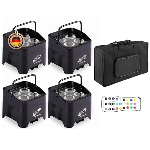 ETEC Professional 4x Akku LED Par Scheinwerfer E412 mit 4x12W RGBWA+UV WIRELESS DMX Set - Mit Transporttasche für Uplight, Floorspot, Party, DJ, Club, Event und Effektbeleuchtung ETEC Professional 4x Akku LED Par Scheinwerfer E412 mit 4x12W RGBWA+UV WIRELESS DMX Set - Mit Transporttasche für Uplight, Floorspot, Party, DJ, Club, Event und Effektbeleuchtung von ETEC