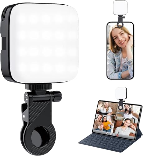 ETENTOUS 64 LED Videoleuchte, Handy Selfie Licht mit Clip, Kamera Licht Klein Dimmbare 3000K-9900K, Foto Licht Kompakte, 2000mAh Akku Videolicht für Phone/Laptop, Zoom TikTok Live Streaming von ETENTOUS