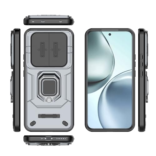 ETGOKJM Telefonschutz Kompatibel mit Oppo Realme 14 Pro Plus 5G (Inlandsversion) Handyhülle, schlanke Hülle, Ständer-Handyhülle, PC- und TPU-Handyhülle, Push-Window-Handyhülle Telefonzubehör(Gray) von ETGOKJM