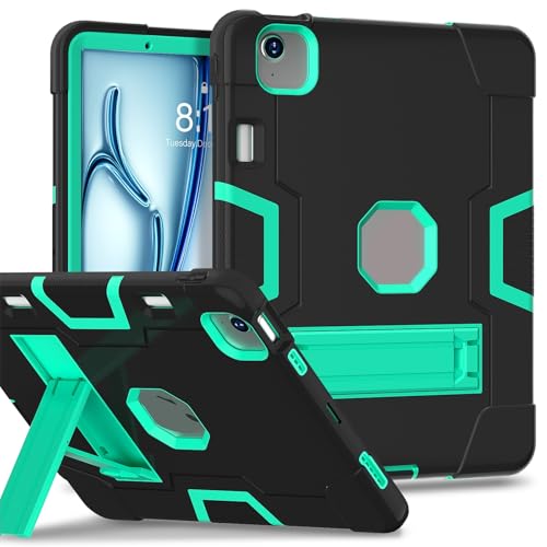 Tablet-Schutz Kompatibel mit iPad Air 11 Zoll M2 2024 A2902 A2903 A2904 Hülle mit integriertem Stifthalter Silikon+PC-Hybrid-Cover mit stoßfestem Design, faltbarem Ständer und 360°-Schutz Tablet-Zubeh von ETGOKJM