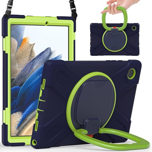 Tablet-Schutz Hülle kompatibel mit Samsung Galaxy Tab A8 10,5 Zoll X200/X205 (2021), robuste, stoßfeste TPU-Kinderhülle, 360 Grad drehbare Multifunktions-Griffhalterung + robuste Abdeckung mit Schulte von ETGOKJM