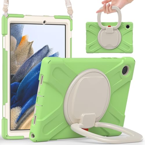 Tablet-Schutz Hülle kompatibel mit Samsung Galaxy Tab A8 10,5 Zoll X200/X205 (2021), robuste, stoßfeste TPU-Kinderhülle, 360 Grad drehbare Multifunktions-Griffhalterung + robuste Abdeckung mit Schulte von ETGOKJM