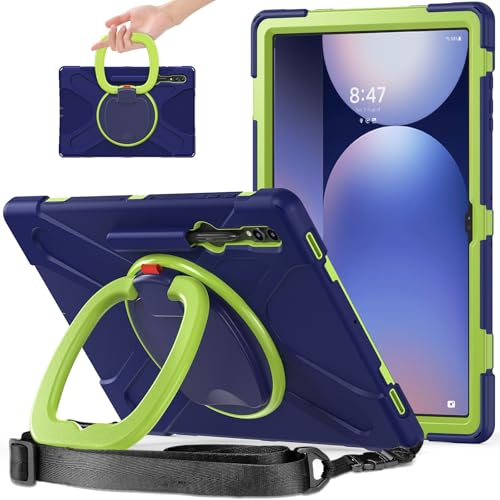 Tablet-Schutz Hülle kompatibel mit Samsung Galaxy Tab S8 Ultra 14,6 Zoll 2022 X900/X906, stoßfeste, robuste Abdeckung mit 360° drehbarem Ständer, robuste Tablet-Hülle mit Hand-/Schultergurt Tablet-Zub von ETGOKJM