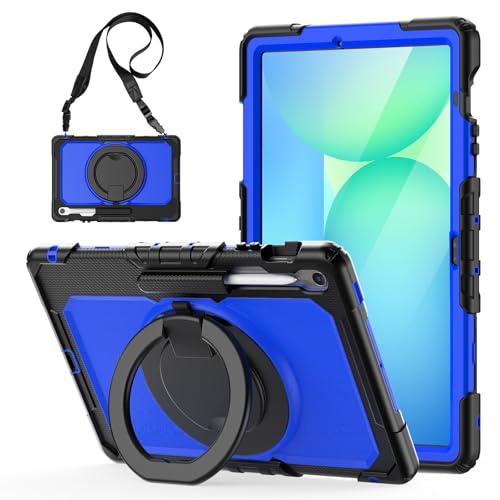 Tablet-Schutz Kompatibel mit Samsung Galaxy Tab S10 FE+ Plus 13,1 Zoll (Modell SM-X620/X626) Hülle mit Stifthalter + Displayschutz, robuste Rundum-Schutzhülle mit drehbarem Griff, Silikonhülle Tablet- von ETGOKJM
