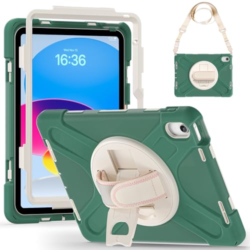 Tablet-Schutz Kompatibel mit der Hülle Compatible with das iPad der 10. Generation (10,9 Zoll) 2022, robuste, stoßfeste Schutzhülle mit Fallschutz und Schultergurt, Schutzhülle Compatible with Kinder, von ETGOKJM