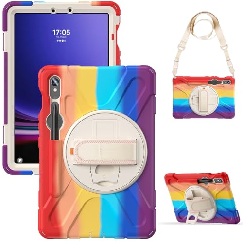 Tablet-Schutz Robuste, stoßfeste TPU-Hülle, kompatibel mit Samsung Galaxy Tab S10 FE 10,9 Zoll (SM-X520/X526B/X528U) 2025, Schutzhülle, stoßfest, mit drehbarem Ständer + Griff + Schultergurt Tablet-Zu von ETGOKJM