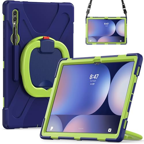 Tablet-Schutz Stoßfeste, robuste Hülle, kompatibel mit Samsung Galaxy Tab S9 Ultra 14,6 Zoll SM-X910 2023, mit um 360 Grad drehbarem Ständer, Hand-/Schultergurt, robuste Tablet-Hülle Tablet-Zubehör(Na von ETGOKJM