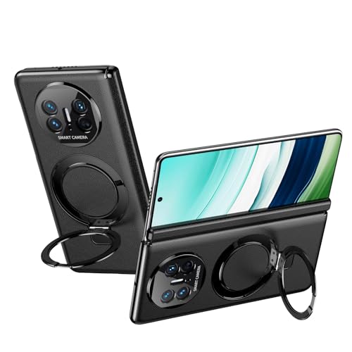 Telefon-Bildschirmschutz Kompatibel mit Huawei Mate X5-Hülle mit verstellbarem Ständer, luxuriöse Lederhülle [integrierter Ständer] [Scharnierschutz] Stoßfestes und leichtes Design Telefonzubehör(Blac von ETGOKJM