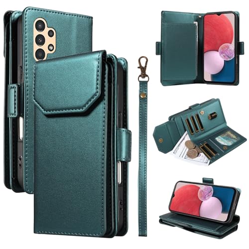 Telefon-Bildschirmschutz Kompatibel mit Samsung Galaxy A04S 4G/A04 4G, Brieftaschen-Hülle mit Kartenhalter for Damen und Herren, modische PU-Lederhülle, seitliche Schnalle, Handschlaufe, Brieftaschen- von ETGOKJM