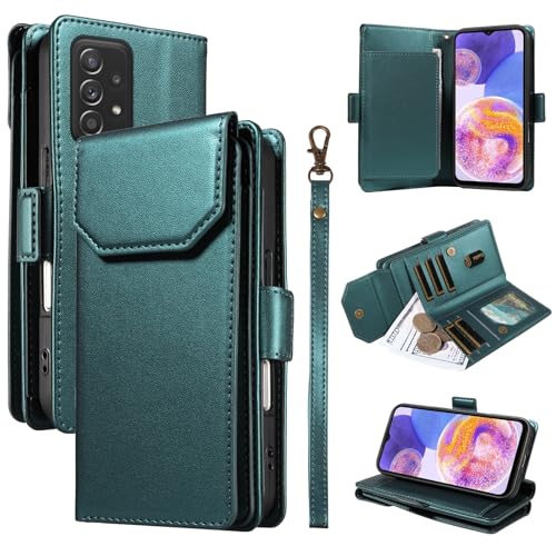 Telefon-Bildschirmschutz Kompatibel mit Samsung Galaxy A52S 5G, Brieftaschen-Hülle mit Kartenhalter for Damen und Herren, modische PU-Lederhülle, seitliche Schnalle, Handschlaufe, Brieftaschen-Handyhü von ETGOKJM