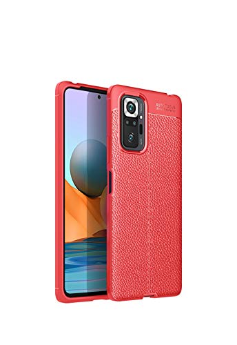 Telefonschutz Compatible with Xiaomi Redmi Note 10 Pro Case, Compatible with Redmi HINWEIS 10 PRO MAX CASE, Anti-Shock Shatter-Resistant Mobiltelefon Caseleather Textur Case-Schutz Telefonzubehör(Red) von ETGOKJM