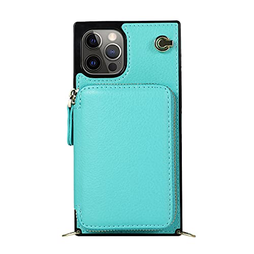 Telefonschutz Compatible with iPhone 12 PRO MAX-Reißverschluss Geldbörsenfall, Hülle mit Kartenhalter Slot-Handgelenkgurt Schutzhandtasche Geldbörse-Lederabdeckung Compatible with iPhone 12 Pro max Te von ETGOKJM