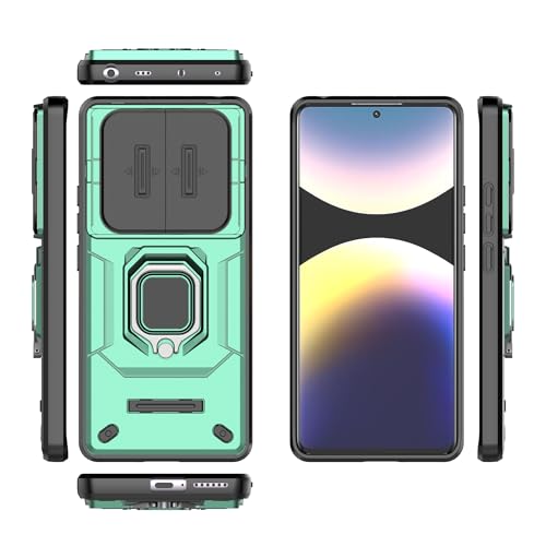 Telefonschutz Kompatibel mit Xiaomi Redmi Note 14 4G (ausländische Version) Handyhülle, schlanke Hülle, Ständer-Handyhülle, PC- und TPU-Handyhülle, Push-Window-Handyhülle Telefonzubehör(Green) von ETGOKJM