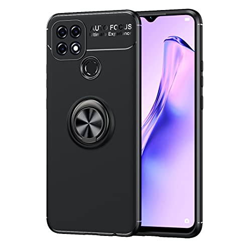 Telefonschutz Schutzhülle Compatible with OPPO A15S Fall, Compatible with OPPO A15 Hülle Weiche TPU Stoßfest Hülle rotierender Metall Magnetring Kickstand Wärmeableitung Anti-Herbstschutzkoffer Telefo von ETGOKJM