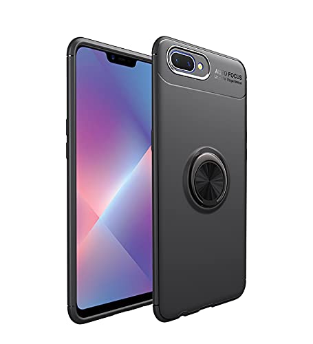 Telefonschutz Schutzhülle Compatible with OPPO A5 / A3S Fall, Compatible with Oppo Realme C1 Case Weiche TPU Stoßfest Hülle rotierender Metallmagnetring Kickstand Wärmeableitung Anti-Fall-Schutzhülle von ETGOKJM