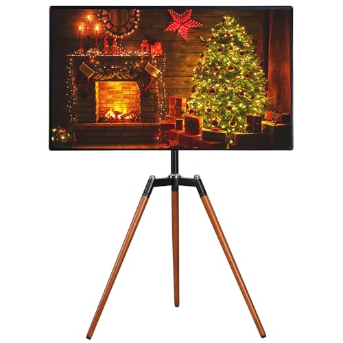 ETHU TV Ständer Staffelei für 32-65 Zoll, Fernsehständer höhenverstellbar, Standfuß Fernseher Ständer Holz/TV Standfuss schwenkbar, Verdecktes Kabelmanagement von ETHU