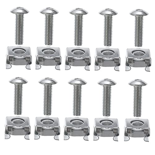 ETHZZLE 100 Stücke Rackmontage Schrauben Square Einsteckmuttern Käfigmuttern Server Rack Schrauben von ETHZZLE